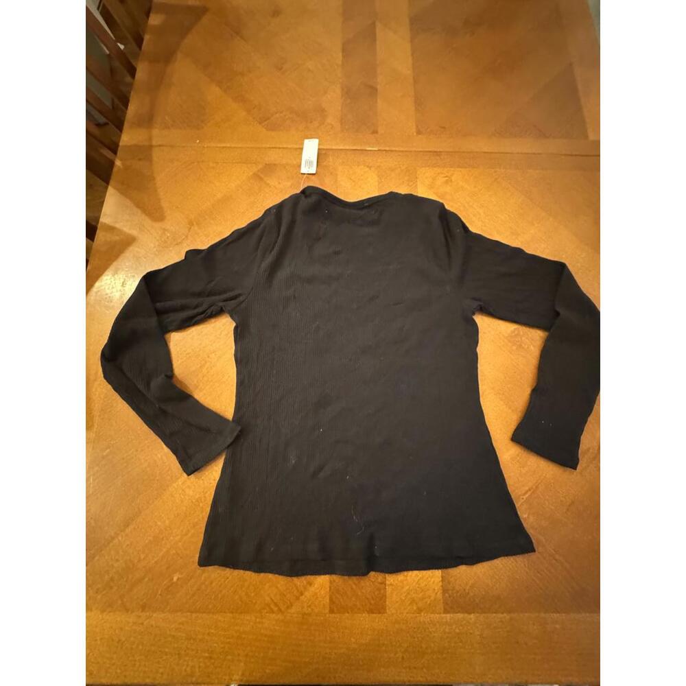 Old Navy Black Long Sleeve Ribbed Plush Tee, Size Large 1-128 - Picture 4 of 4